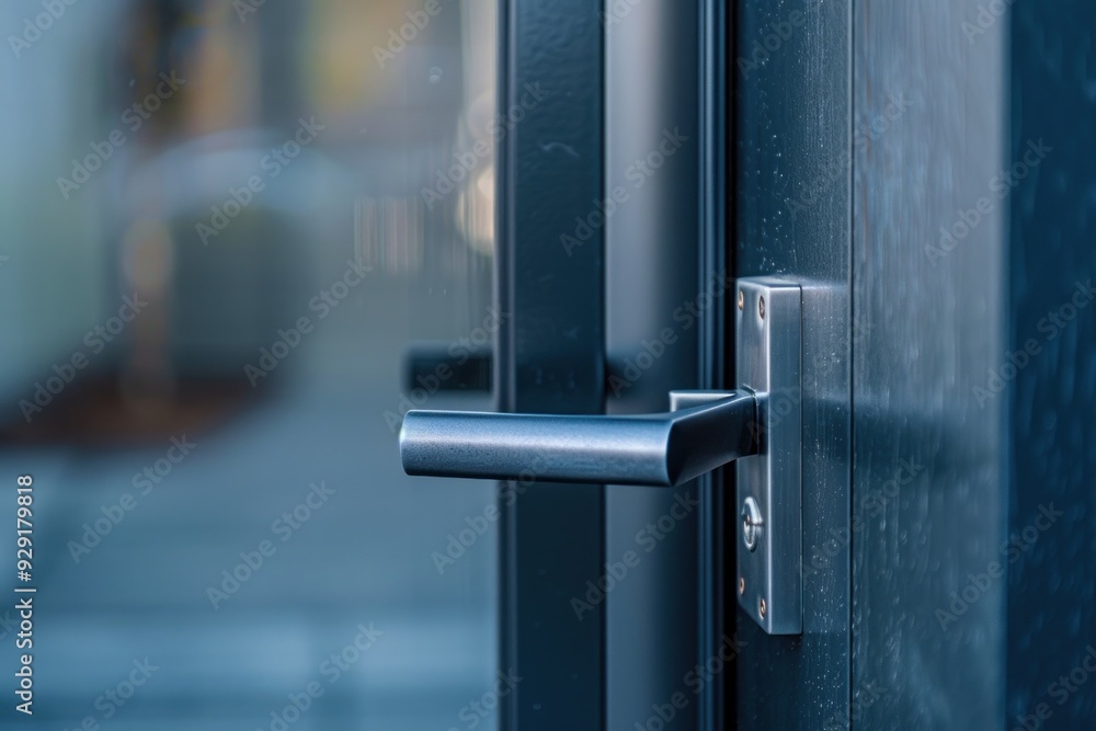 Modern Door Handle with a Brushed Metal Finish Modern Door Handle with a Brushed Metal Finish