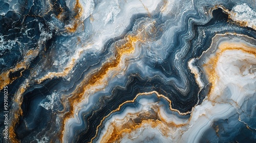 Azure Agate Majesty: Abstract blue and gold marble texture, a luxurious backdrop for design.