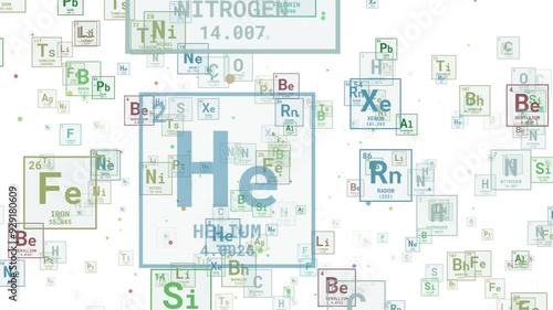 Motion periodic table of chemical elements. Colored icon fragment on a white background. Loop animation.