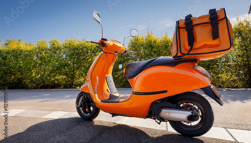 orange scooter equipped side bags making stylish functional ride