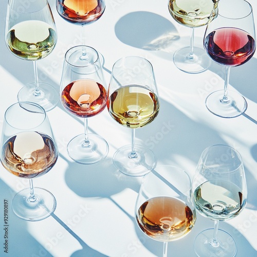 Assorted Wine Glasses in Sunlight