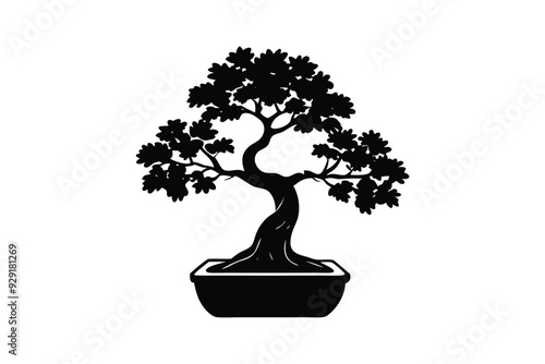 Bonsai Tree on Vector Illustration elegant natural design