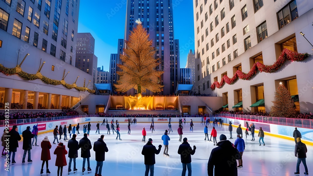 Obraz premium Ice skating rink in downtown Chicago, Illinois, USA.