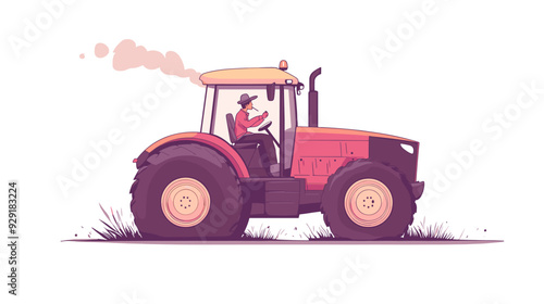 Vector tractor on white background . Generative AI