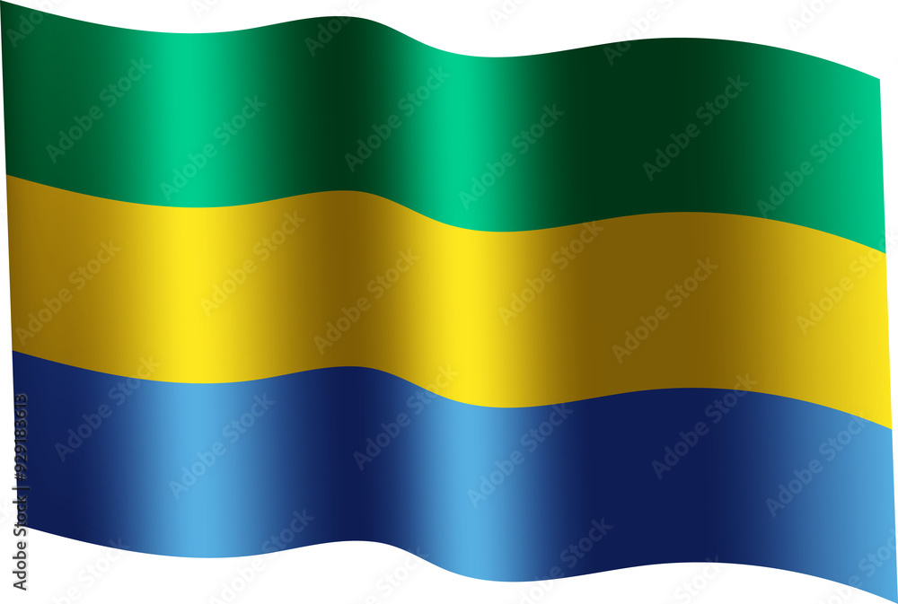 Fototapeta premium Gabon Realistic 3D Waving Flag