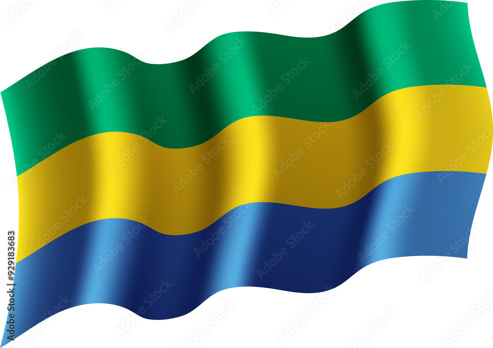 Fototapeta premium Gabon Realistic 3D Waving Flag