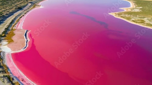 Bird's-Eye Perspective of the Expansive Pink Hutt Lagoon in Port Gregory, Australia photo