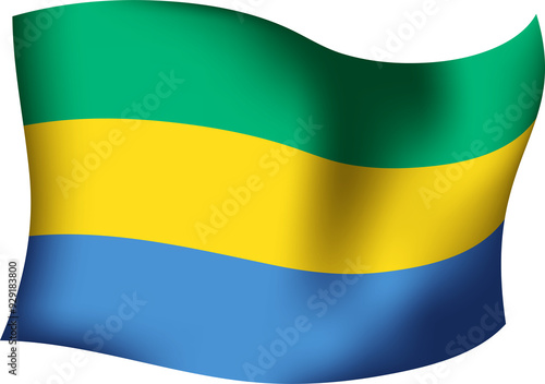 Gabon Realistic 3D Waving Flag