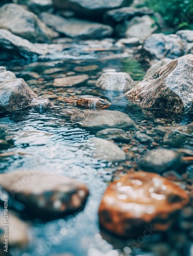 Foto Clear Stream Flowing Over Rocks