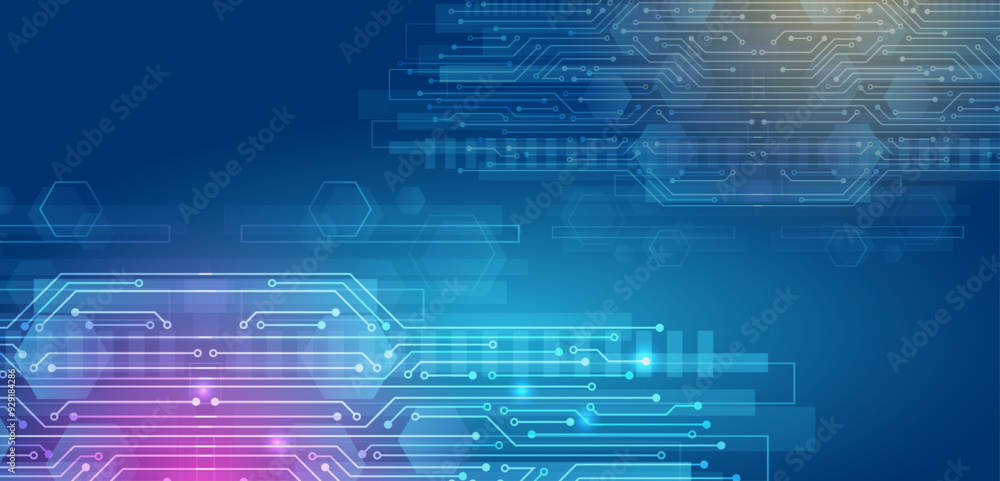Abstract blue futuristic background consisting of printed circuit board circles and other technological elements. Digital communication, data protection, high tech presentation, science cover. Abstract blue futuristic background consisting of printed circuit board circles and other technological elements. Digital communication, data protection, high tech presentation, science cover.