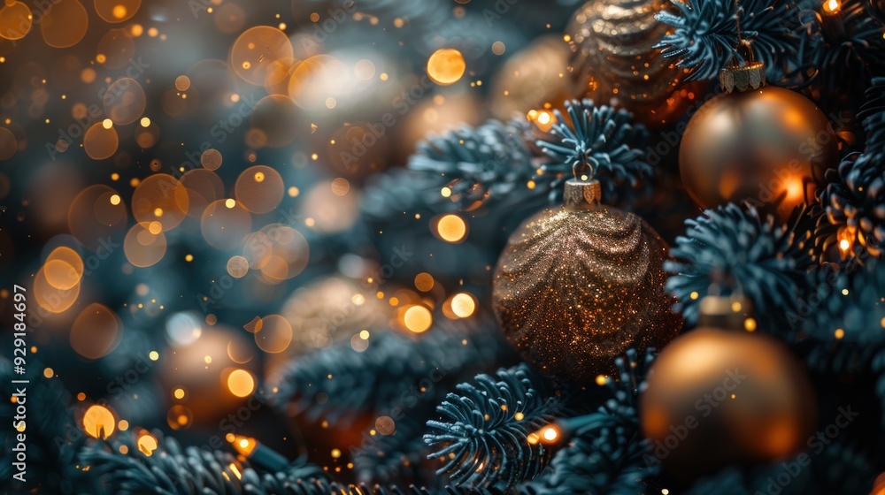 A Christmas Tree with Ornaments and Lights. A Christmas Tree with Ornaments and Lights.