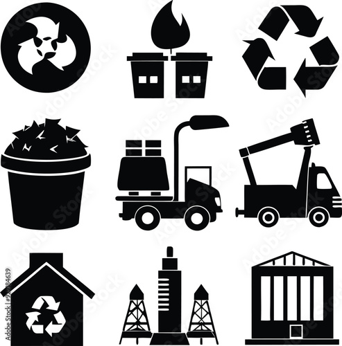 Garbage Minimalist Black Silhouette Vector Collection