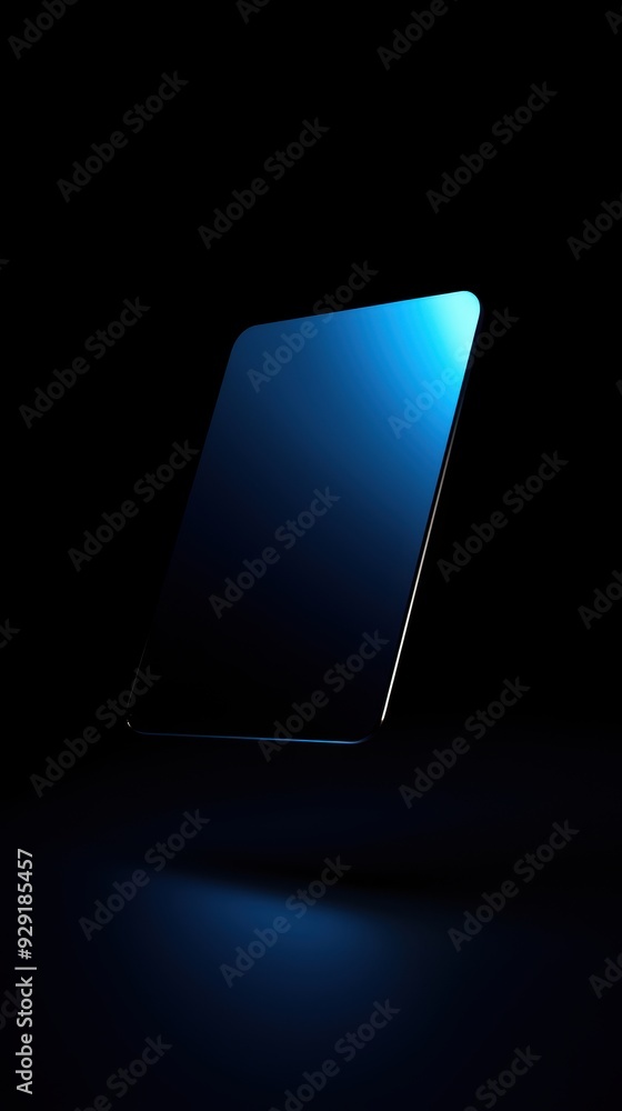 Elegant Blue Card with Rounded Corners Floating on Dark Background Elegant Blue Card with Rounded Corners Floating on Dark Background