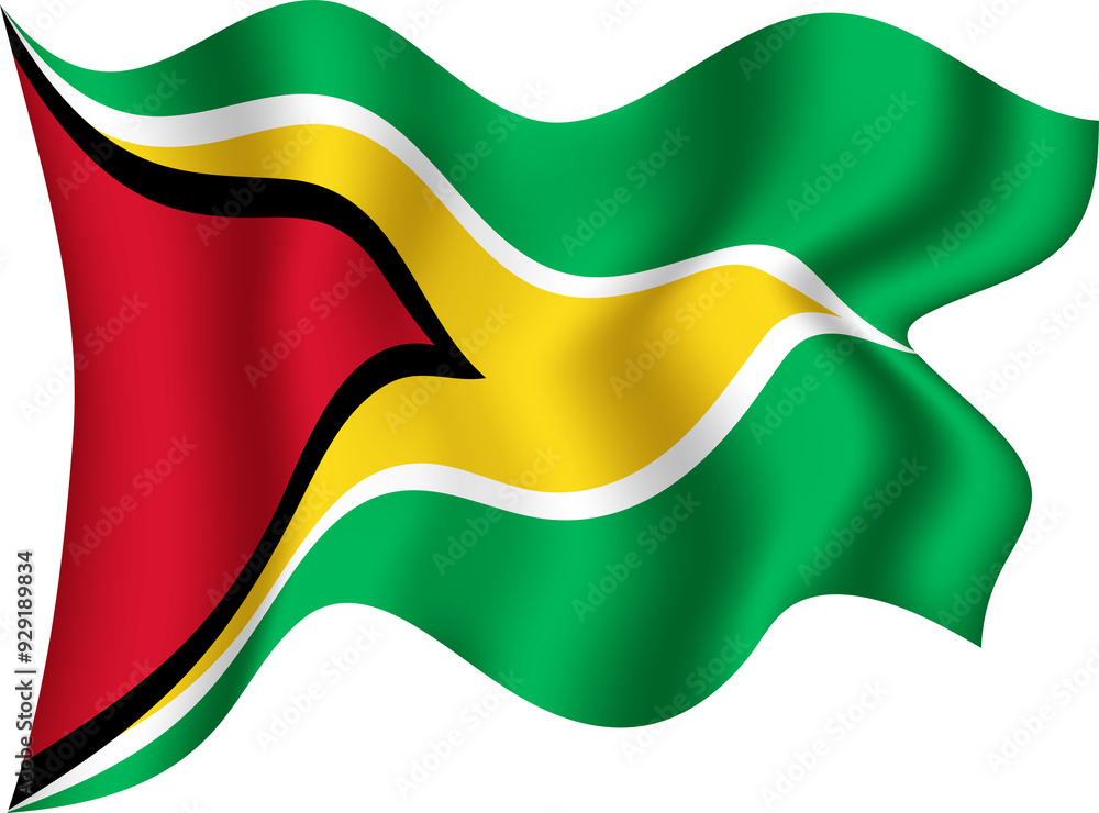 Fototapeta premium Guyana Realistic 3D Waving Flag