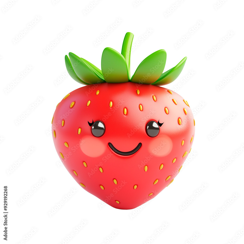 Obraz premium 3d cartoon character 3d cute strawberry smiling playful strawberry png illustration website mascots