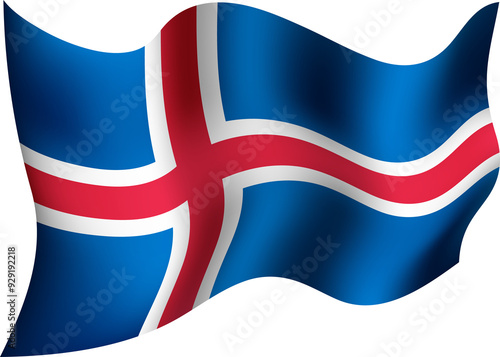 Iceland Realistic 3D Waving Flag