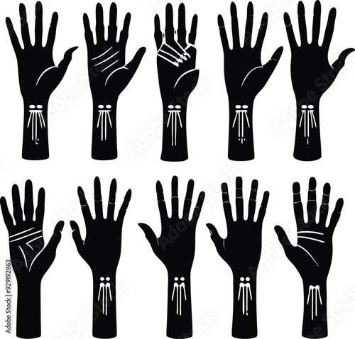 Hand Icon Versatile Black Silhouette Vector Series