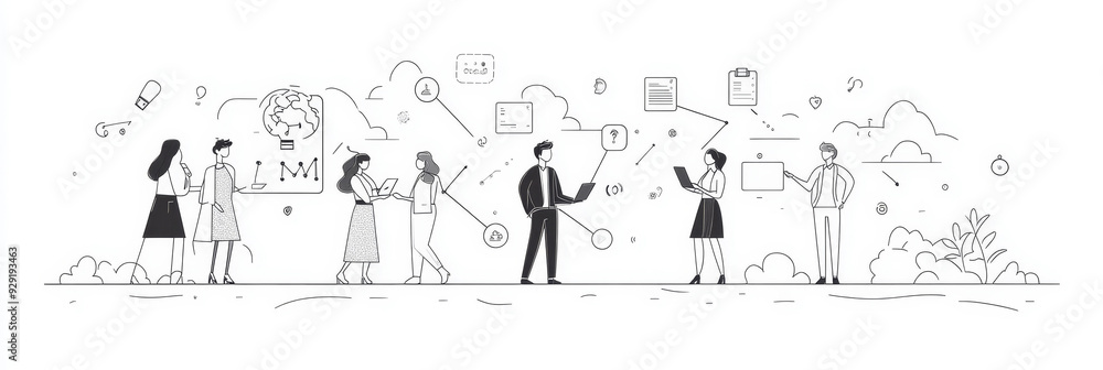 A team of people are brainstorming ideas and working together, symbolizing collaboration, innovation, communication, strategy and problem-solving. A team of people are brainstorming ideas and working together, symbolizing collaboration, innovation, communication, strategy and problem-solving.