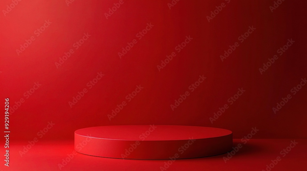 Red podium set against a neutral background for a bold and engaging product showcase, copy space Red podium set against a neutral background for a bold and engaging product showcase, copy space