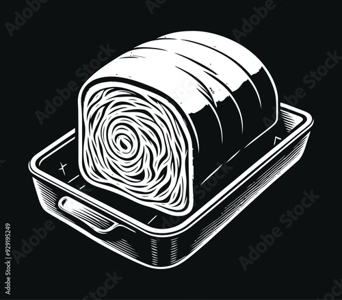 Meatloaf hand-drawn engraving style vector illustrations.