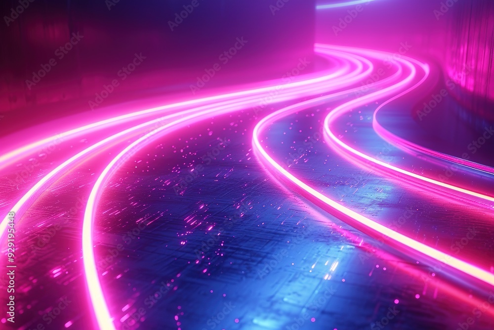 rounded pink blue neon lines, glowing in the dark. Abstract minimalist geometric background. Ultraviolet spectrum. Cyber space. Futuristic wallpaper rounded pink blue neon lines, glowing in the dark. Abstract minimalist geometric background. Ultraviolet spectrum. Cyber space. Futuristic wallpaper