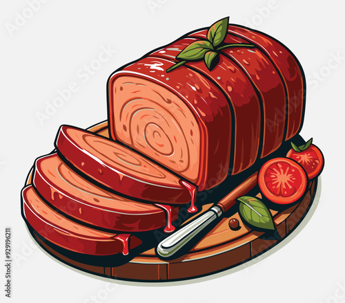 Meatloaf food vector illustration