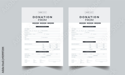 Donation Form Design layout Template concept Accents