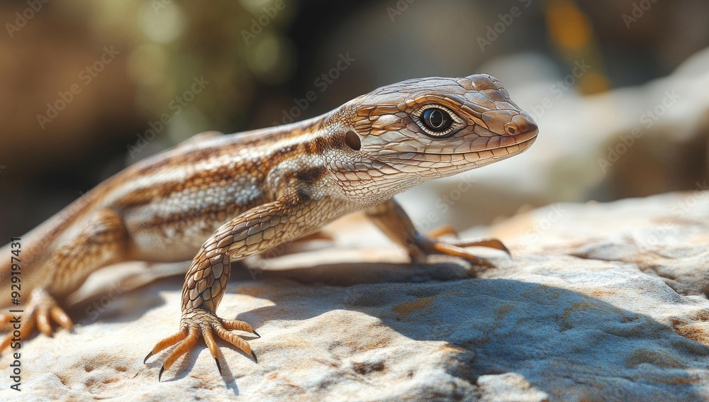 Obraz premium Close-up of a lizard on a rock.