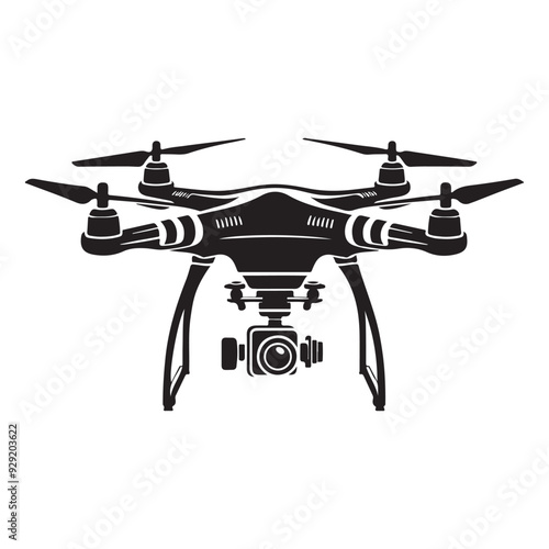 Drone silhouette vector illustration, drone vector art silhouette logo icon