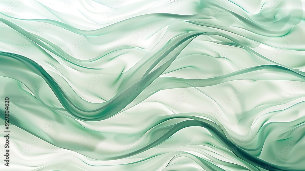 Naklejka premium Abstract pattern with swirling curves in soft shades of mint, creating a tranquil flow