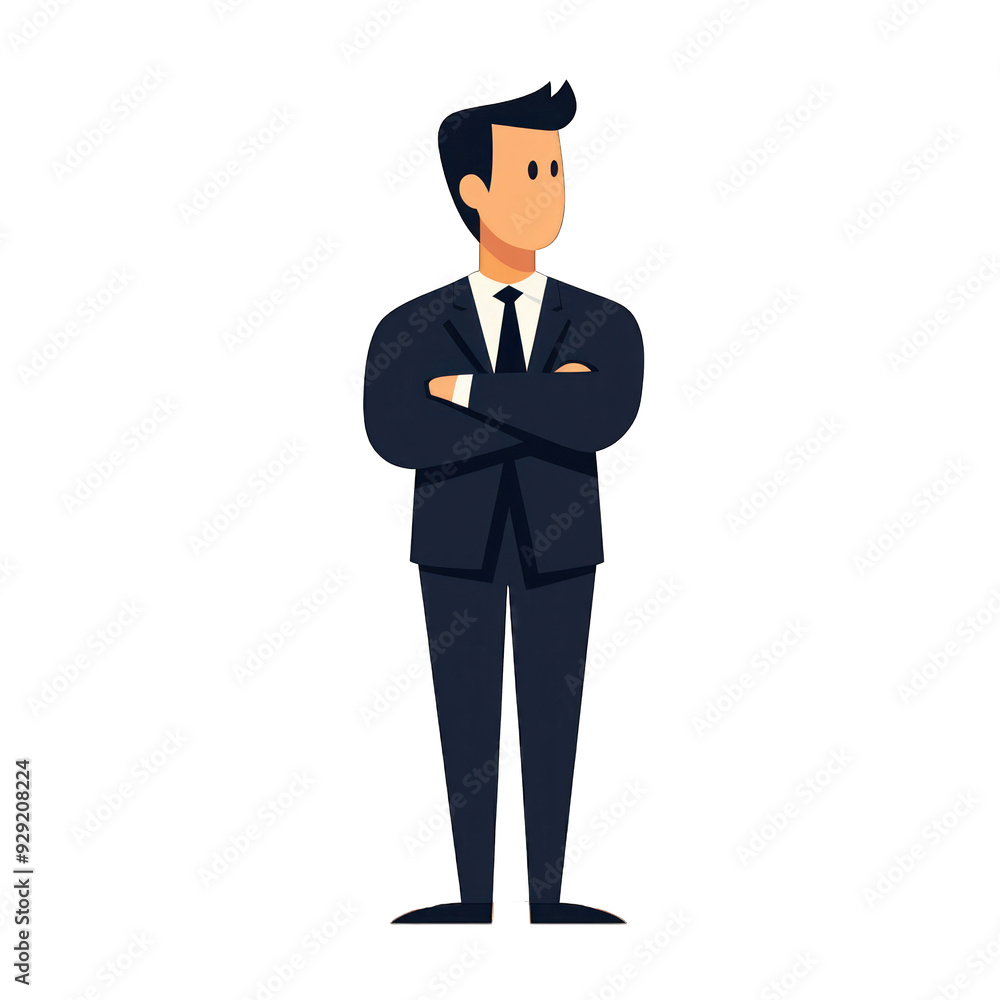 A confident businessman standing with crossed arms, dressed in a formal suit, symbolizing professionalism and success. transparent background A confident businessman standing with crossed arms, dressed in a formal suit, symbolizing professionalism and success. transparent background