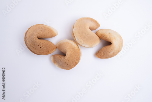 Delicious fortune cookies. Chinese cookies with empty space inside for words of fortune. Space for text 