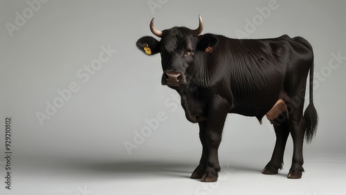 Wallpaper Mural pure black color standing cow isolated on a white background Torontodigital.ca