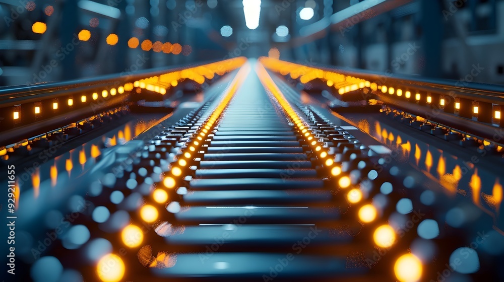 Fototapeta premium A captivating 3D photo showcasing the intricate details of a symmetrical high tech automation system in a bright raw and warehouse interior The sleek