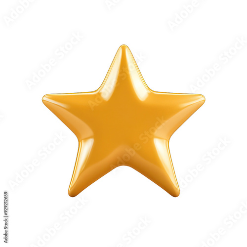 A glossy yellow star icon suitable for use in various design projects, representing excellence or achievement. transparent background