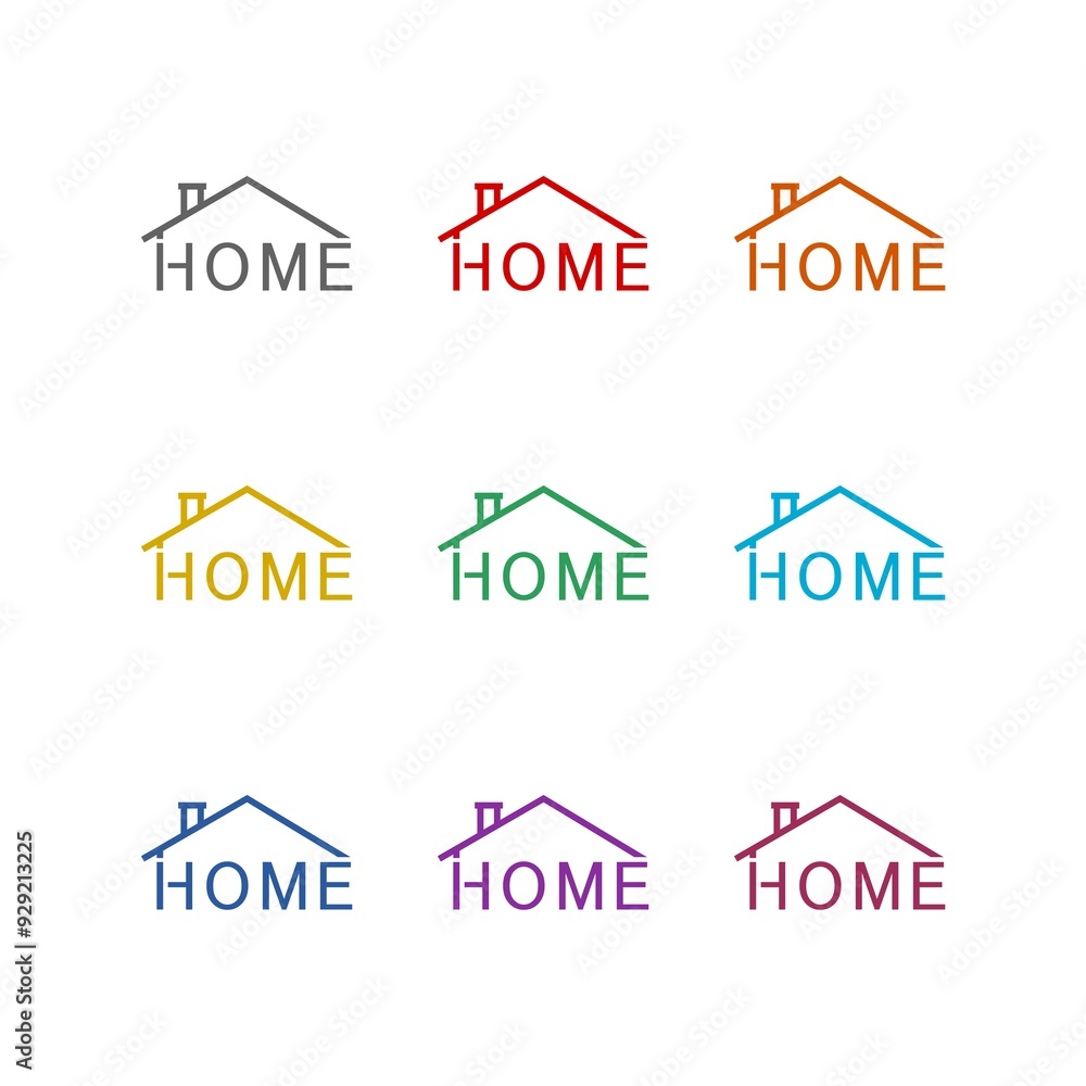 Home icon isolated on white background. Set icons colorful Home icon isolated on white background. Set icons colorful