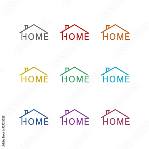 Home icon isolated on white background. Set icons colorful