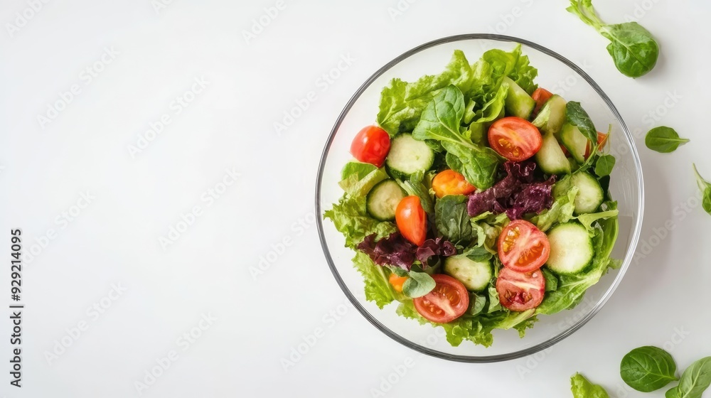 Salad with fresh summer vegetables top view on white background with copy space. Natural organic healthy vegetarian food Salad with fresh summer vegetables top view on white background with copy space. Natural organic healthy vegetarian food