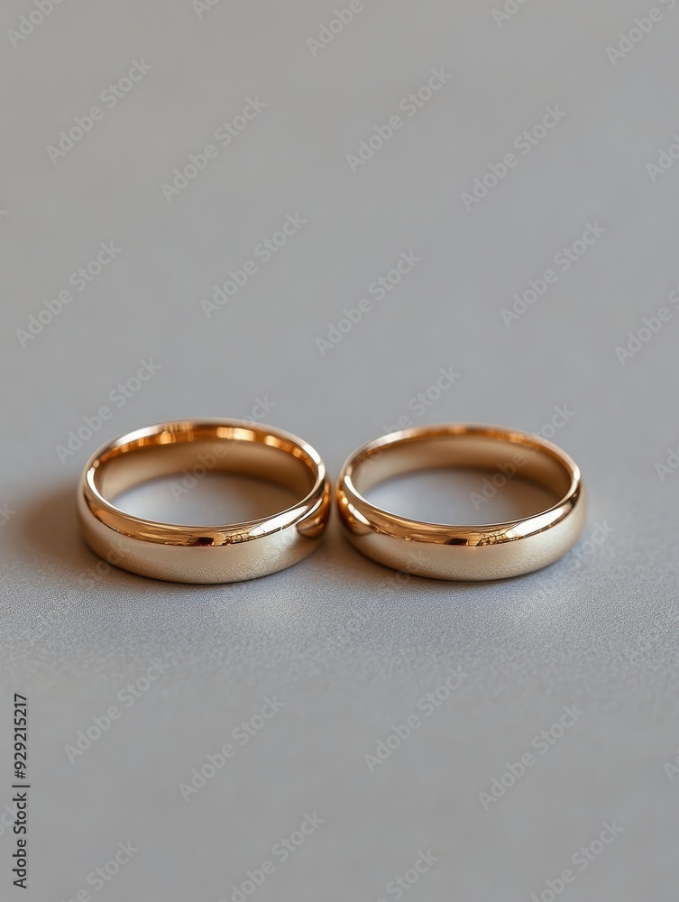 couple of wedding rings with simple design taken on gray background with generative ai couple of wedding rings with simple design taken on gray background with generative ai