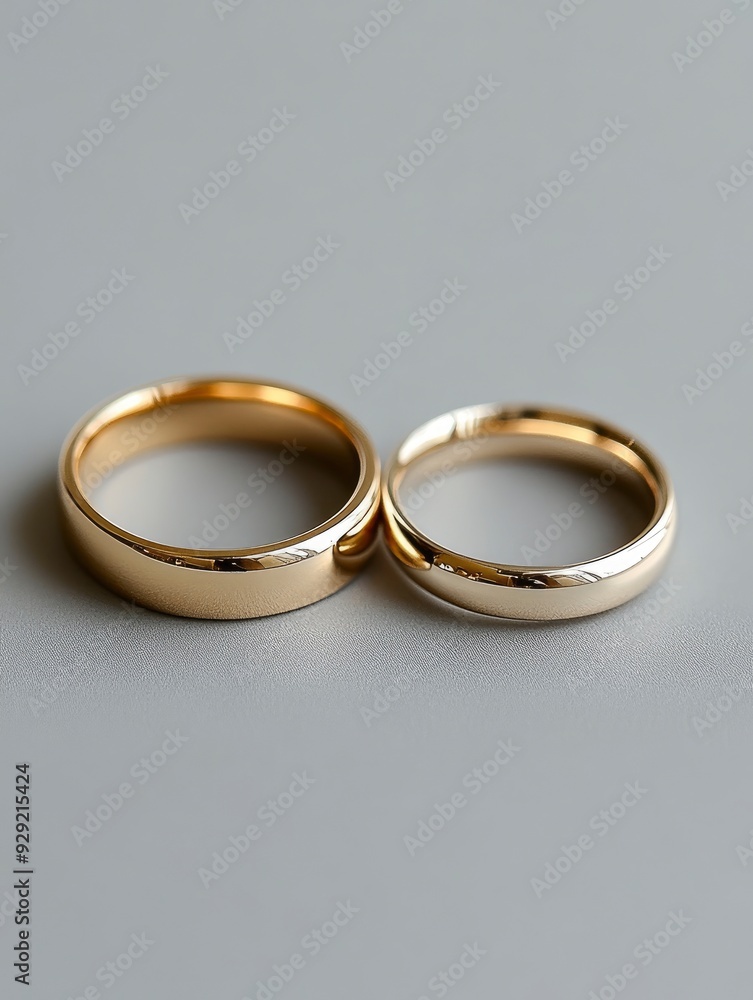 couple of wedding rings with simple design taken on gray background with generative ai couple of wedding rings with simple design taken on gray background with generative ai