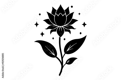  Growing gold flower a magical flower with petals vector art illustration photo