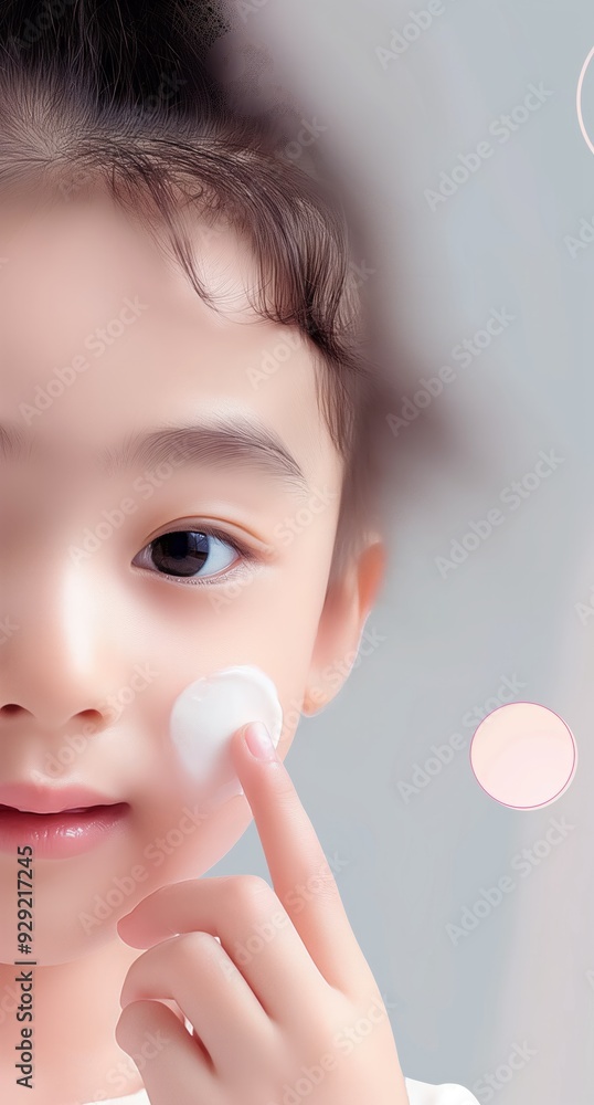 Cute Little Girl Applying Cream on Face - Skincare Routine for Kids Cute Little Girl Applying Cream on Face - Skincare Routine for Kids