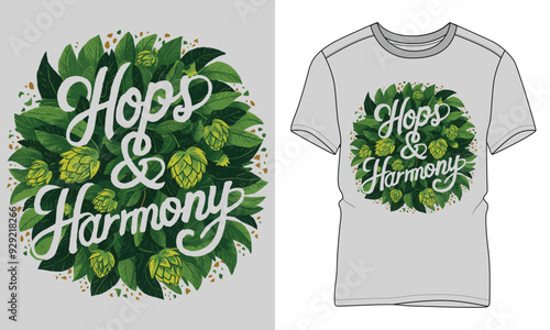 Hops & Harmony - Craft beer Typography T-shirt vector design. motivational and inscription quotes. perfect for print item and bags, posters, cards. 
isolated on black background