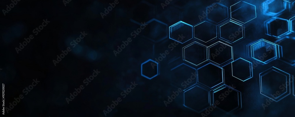 Abstract background showing luminous hexagons forming a network Abstract background showing luminous hexagons forming a network