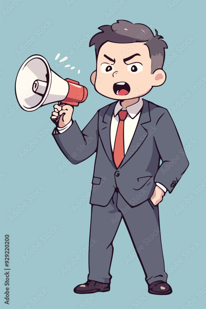Cute Suited anim character with megaphone Vector. Cute Suited anim character with megaphone Vector.