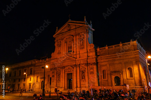 Santa Susanna Church (Chiesa di Santa Susanna) at night, Via Venti Settembre, Rome, Italy photo