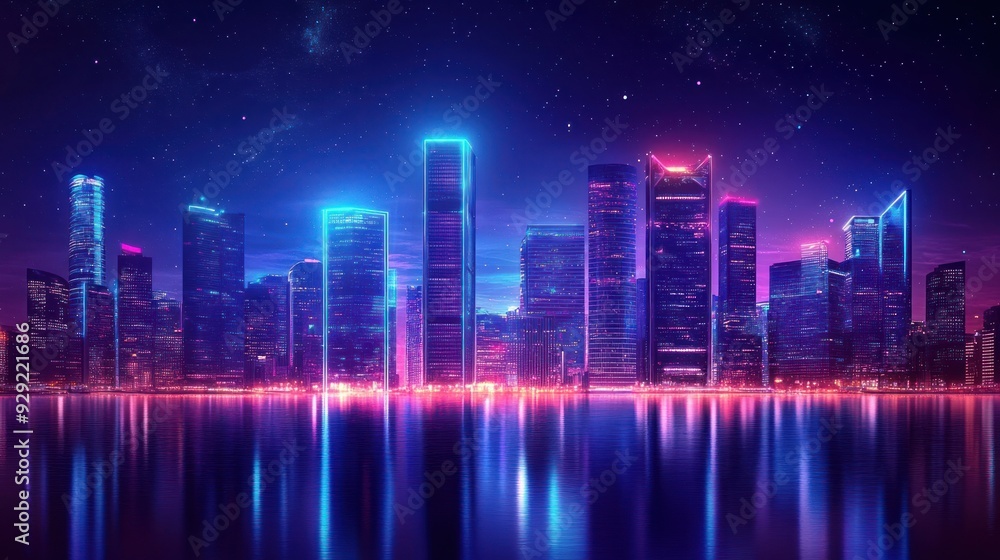 Neon Cityscape at Night Neon Cityscape at Night
