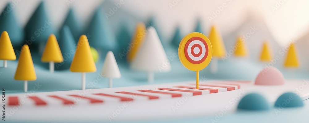 Obraz premium Clearly defined goals on a vision board, pathway to success, 3D illustration