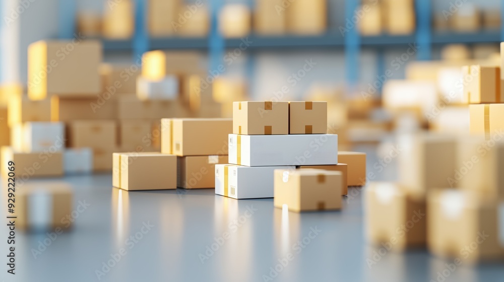 Wholesale distribution center with bulk goods and logistics, supply chain management, 3D illustration Wholesale distribution center with bulk goods and logistics, supply chain management, 3D illustration