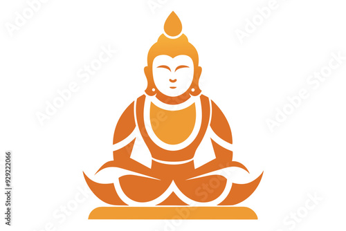 Cute Buddha Oriental Vector Illustration - Printable Graphics Design